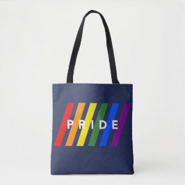 LGBTQ PRIDE Diagonal Rainbow Stripes on Navy Blue