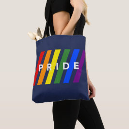 LGBTQ PRIDE Diagonal Rainbow Stripes on Navy Blue
