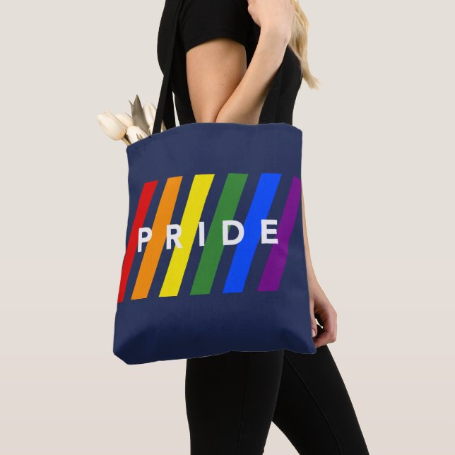 LGBTQ PRIDE Diagonal Rainbow Stripes on Navy Blue (Von Nahem)