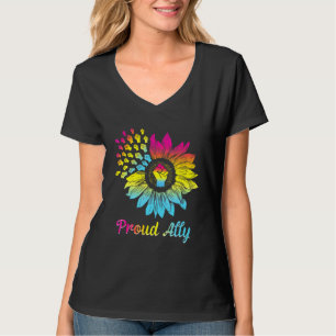 Lgbtq Pride Flag Pansexual Raise Fist Sunflower G T-Shirt