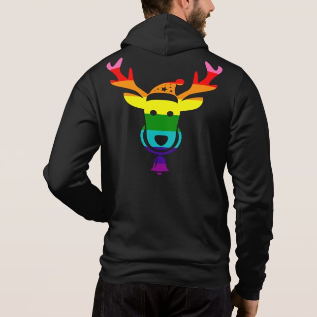 LGBTQ Pride Flag Regenbogen Funny Christmas Rentie Hoodie (Rückseite)