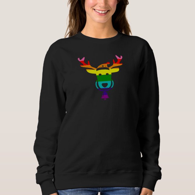 LGBTQ Pride Flag Regenbogen Funny Christmas Rentie Sweatshirt (Vorderseite)