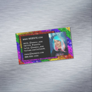 LGBTQ Pride Glitzer Rainbow Social Media Artist Magnetische Visitenkarte