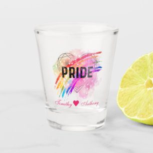 LGBTQ Pride Heart Diamond Rainbow Colors Shot Gl Schnapsglas