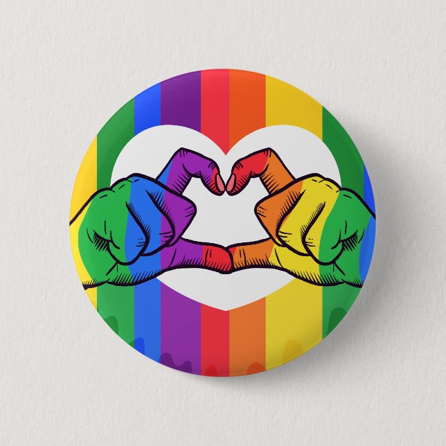 LGBTQ Pride Heart Hands Button (Vorderseite)