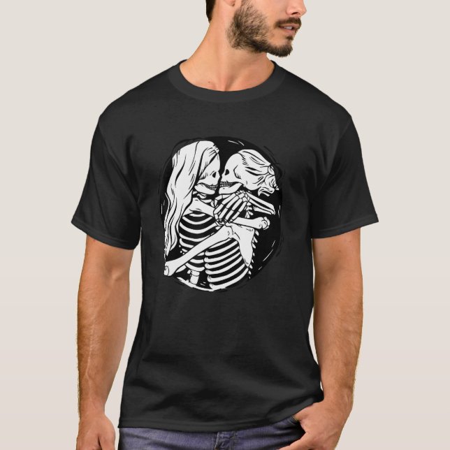 LGBTQ Pride Lesbian Skeleton Halloween Valentine s T-Shirt (Vorderseite)