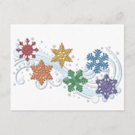 LGBTQ Pride Rainbow Cfarbene Winterschneeflocken Postkarte