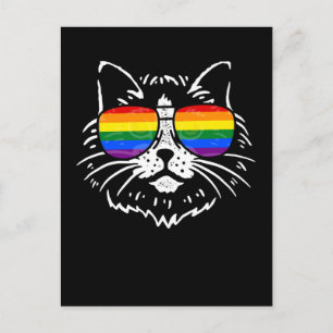 LGBTQ Pride Rainbow Colorful Sunglasses Cat Lover Postkarte