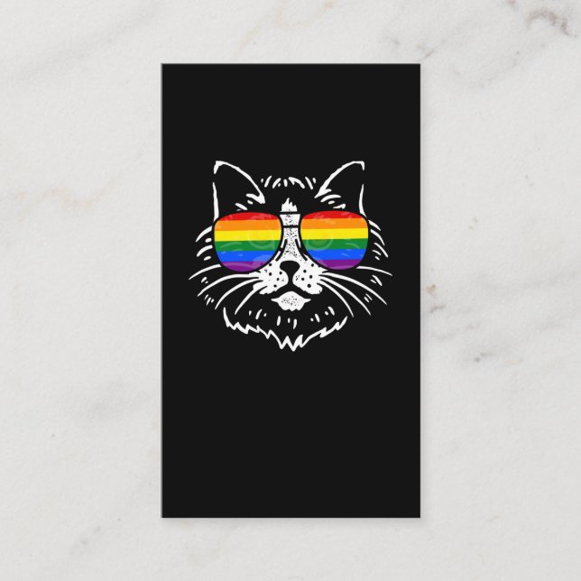 LGBTQ Pride Rainbow Colorful Sunglasses Cat Lover Visitenkarte (Vorderseite)