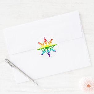 LGBTQ Pride Rainbow Colors Christmas Snowflake Runder Aufkleber