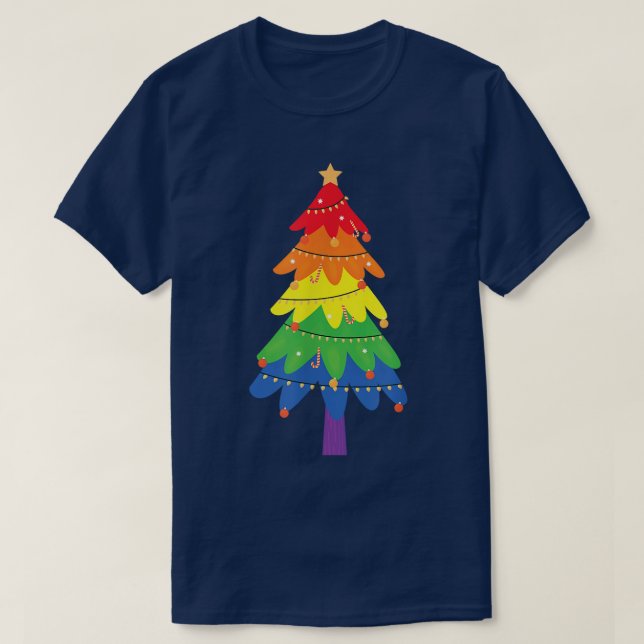 LGBTQ Pride Rainbow Flag Gay Christmas Tree Funny  T-Shirt (Design vorne)