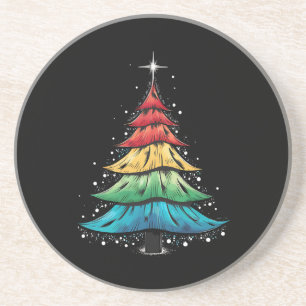 LGBTQ Pride Rainbow Flag Gay Christmas Trees Gesch Getränkeuntersetzer