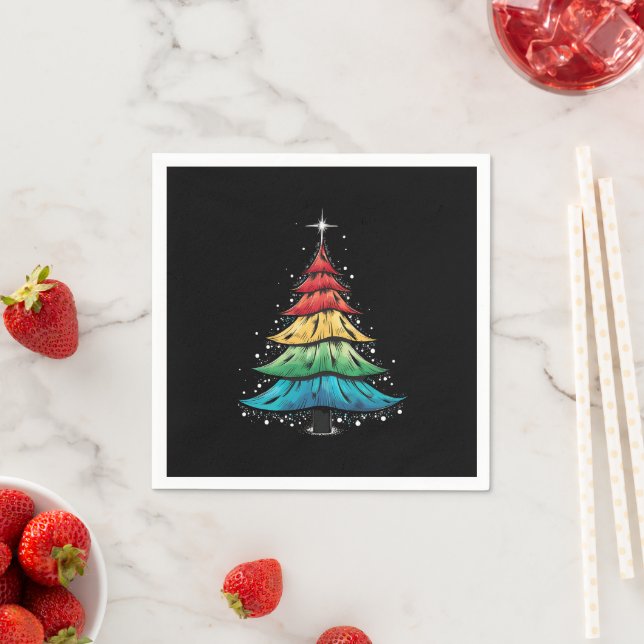 LGBTQ Pride Rainbow Flag Gay Christmas Trees Gesch Serviette (Beispiel)