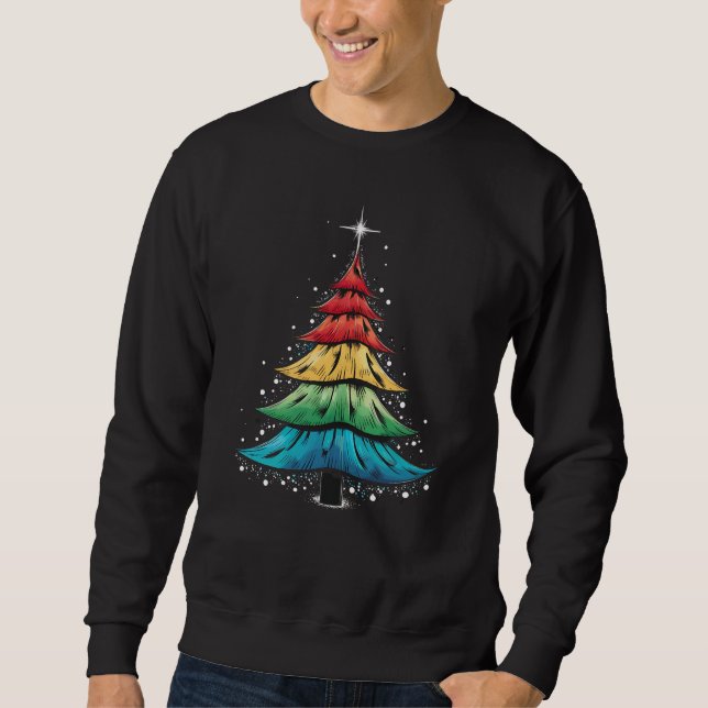 LGBTQ Pride Rainbow Flag Gay Christmas Trees Gesch Sweatshirt (Vorderseite)