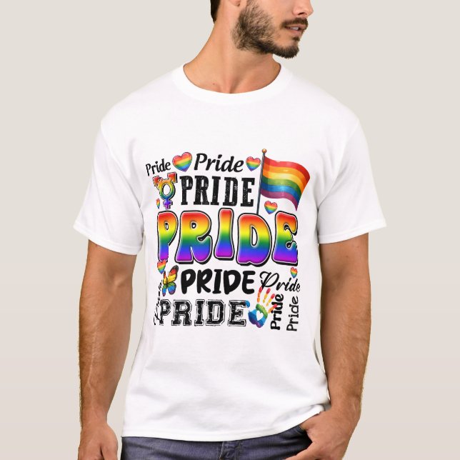 LGBTQ PRIDE RAINBOW LIEBE UND UNTERSTÜTZUNG T-Shirt (Vorderseite)