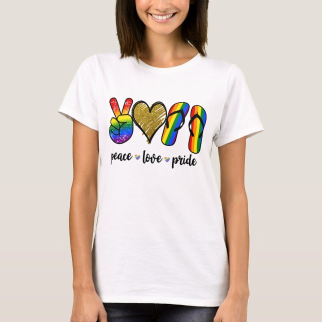 LGBTQ PRIDE RAINBOW LIEBE UND UNTERSTÜTZUNG T-Shirt (Vorderseite)