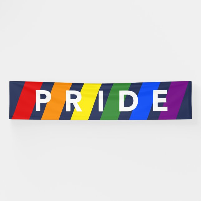 LGBTQ PRIDE Regenbogenstreifen auf Navy Blue Banner (Horizontal)