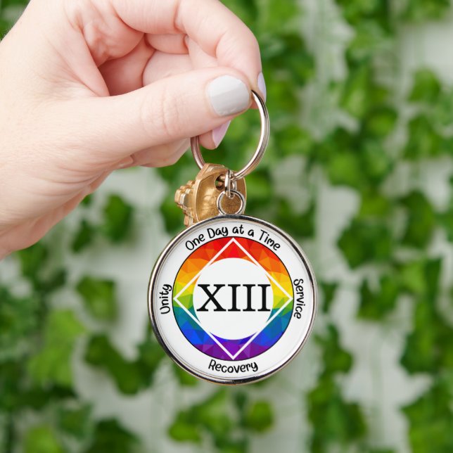 LGBTQ++ Prix Personalisierte Erholung Meilenstein- Schlüsselanhänger (Hand)