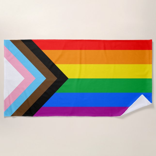LGBTQ+ Progress Flag Strandtuch (Vorderseite)