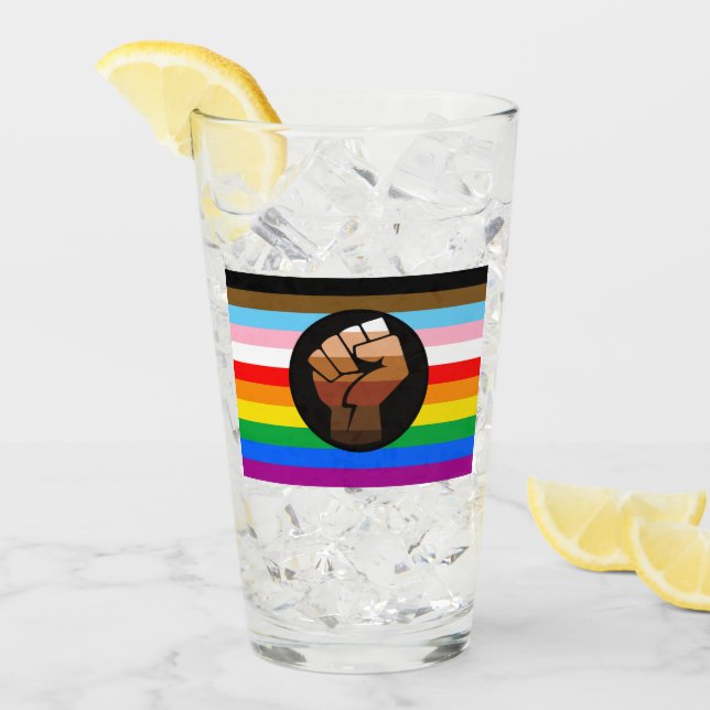 LGBTQ+ PROGRESS POC-Prix-Flag Glas (Vorderseite Ice)