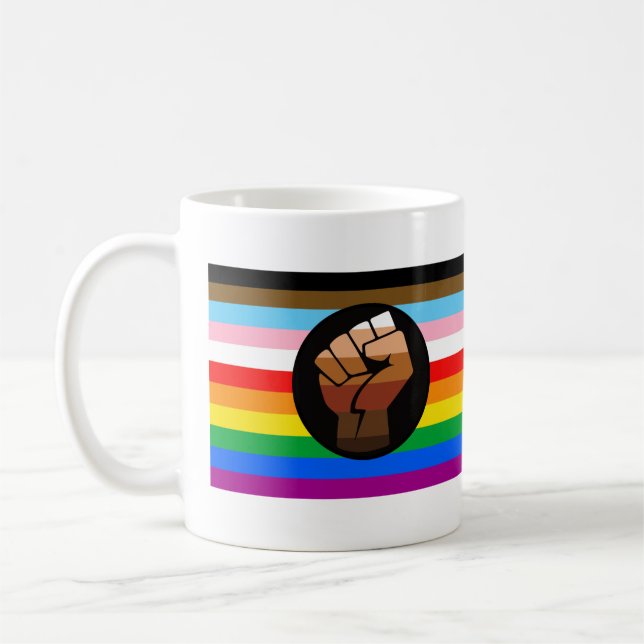 LGBTQ+ PROGRESS POC-Prix-Flag Kaffeetasse (Links)