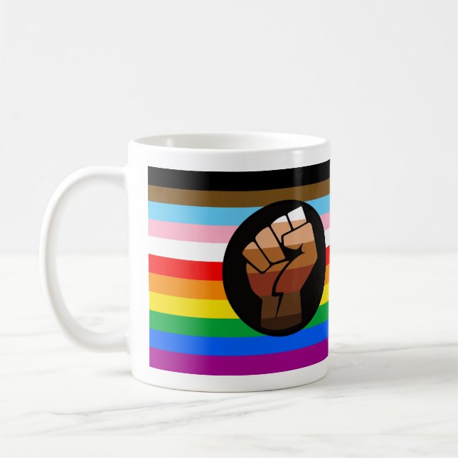 LGBTQ+ PROGRESS POC-Prix-Flag Kaffeetasse (Links)