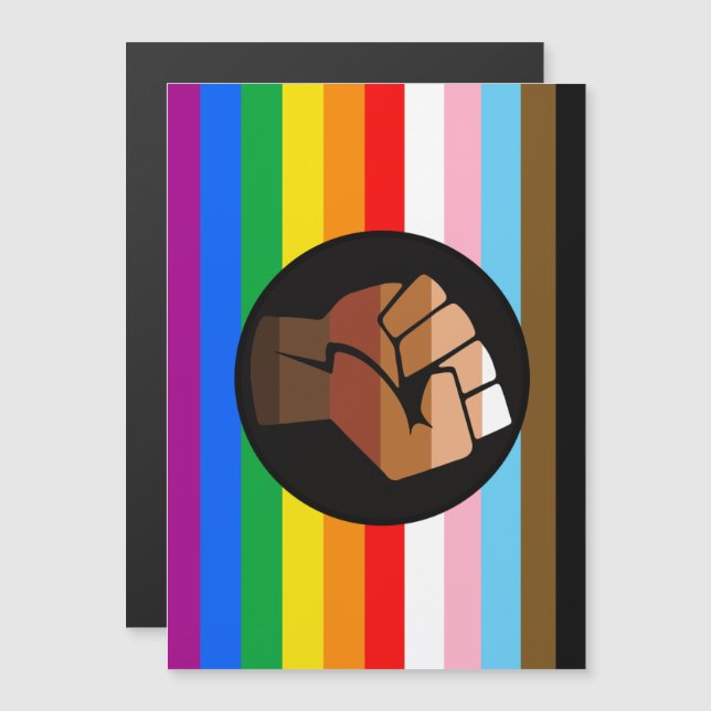 LGBTQ+ PROGRESS POC-Prix-Flag Magneteinladung (Vorne/Hinten)