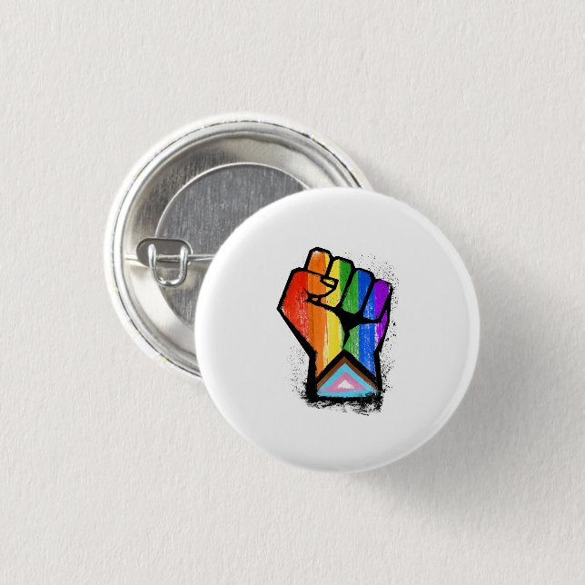 LGBTQ PROGRESS PRIDE FAUST BUTTON (Vorne & Hinten)