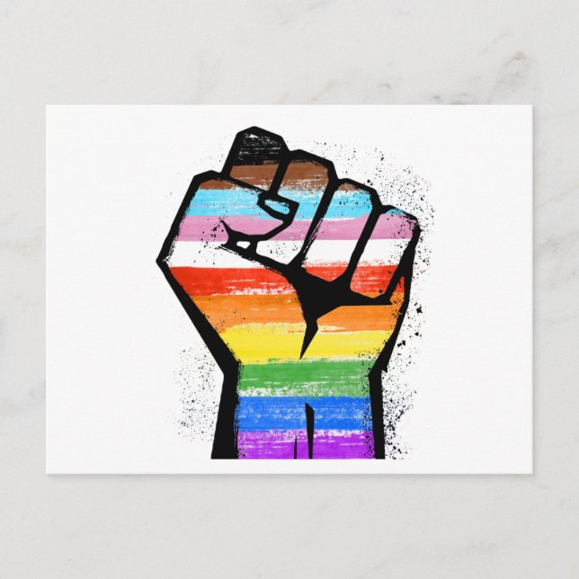 LGBTQ PROGRESS PRIDE FAUST POSTKARTE (Vorderseite)