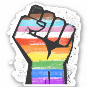 LGBTQ PROGRESS PRIDE FIST AUFKLEBER