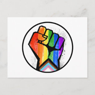 LGBTQ PROGRESS PRIDE FIST WIDERSTAND POSTKARTE