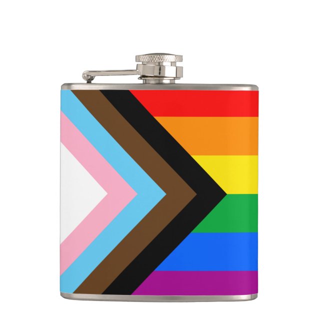 LGBTQ+ Progress Pride Flachmann (Vorderseite)