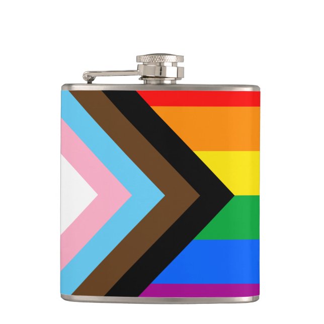 LGBTQ+ Progress Pride Flachmann (Vorderseite)