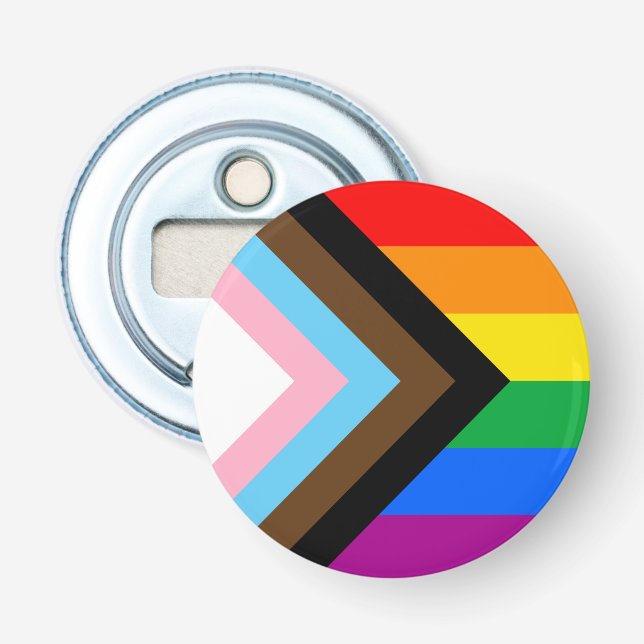 LGBTQ+ Progress Pride Flaschenöffner (Vorderseite)