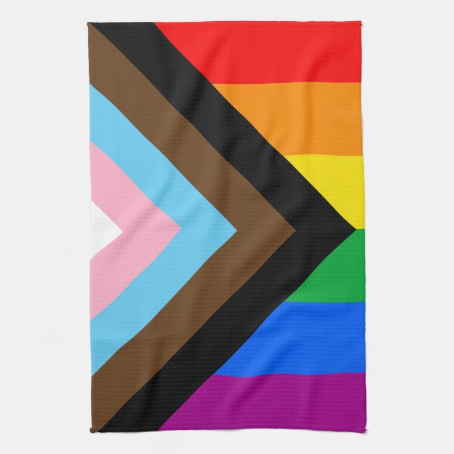 LGBTQ+ Progress Pride Geschirrtuch (Vertikal)