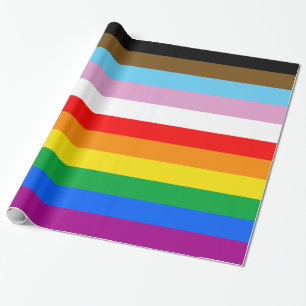 LGBTQ+ Progress Pride gestreiftes Geschenkpapier