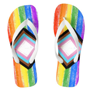LGBTQ+-Progress-Pride-High-Top-Sneakers Flip Flops