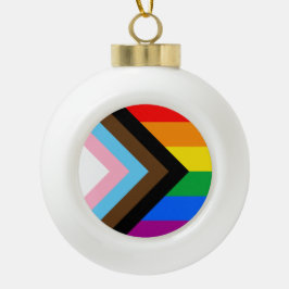 LGBTQ+ Progress Pride Keramik Kugel-Ornament