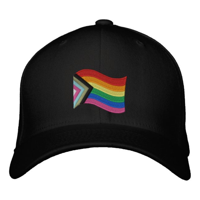 LGBTQ+ Progress Prilag Flag bestickt Baseball Ca Bestickte Baseballkappe (Vorderseite)