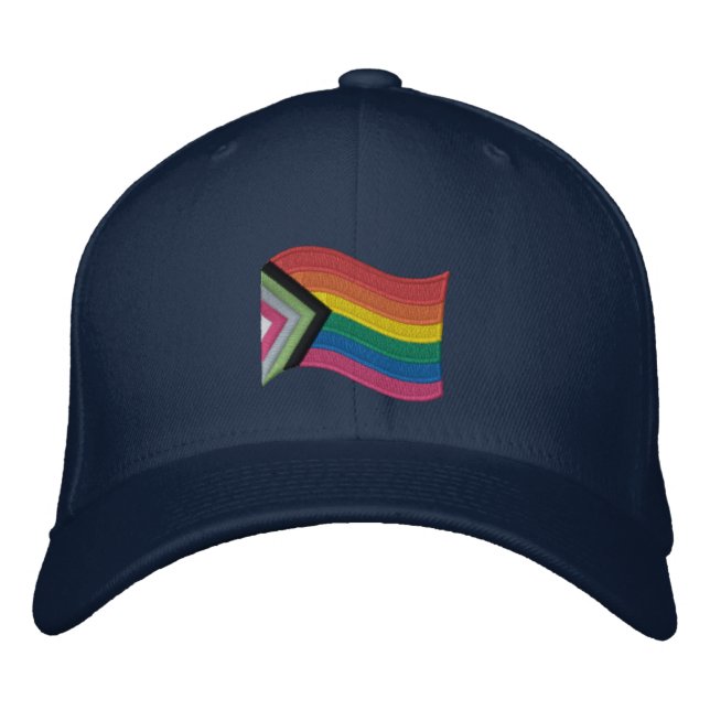 LGBTQ+ Progress Prilag Flag bestickt Baseball Ca Bestickte Baseballkappe (Vorderseite)