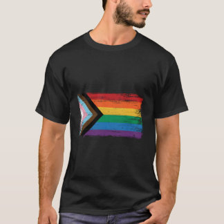 LGBTQ Progress Prilag Flag Vintag Paint Style T-Shirt