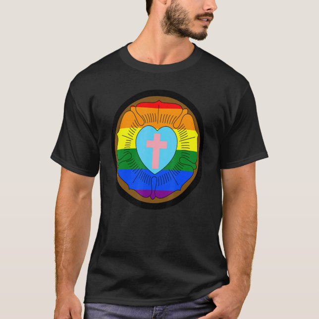 Lgbtq Progress Prix Lutheran Rose Gay Transgender T-Shirt (Vorderseite)
