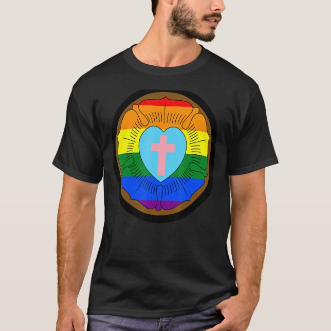 Lgbtq Progress Prix Lutheran Rose Gay Transgender T-Shirt (Vorderseite)