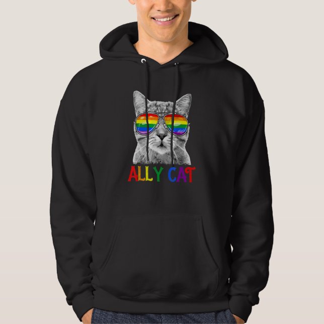 Lgbtq Proud Ally Cat Purride Gay Pride Rainbow Hoodie (Vorderseite)