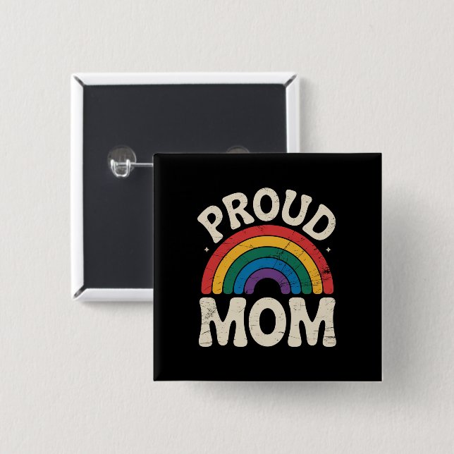 LGBTQ Proud Mama Gay Pride Rainbow Mother Day Button (Vorne & Hinten)