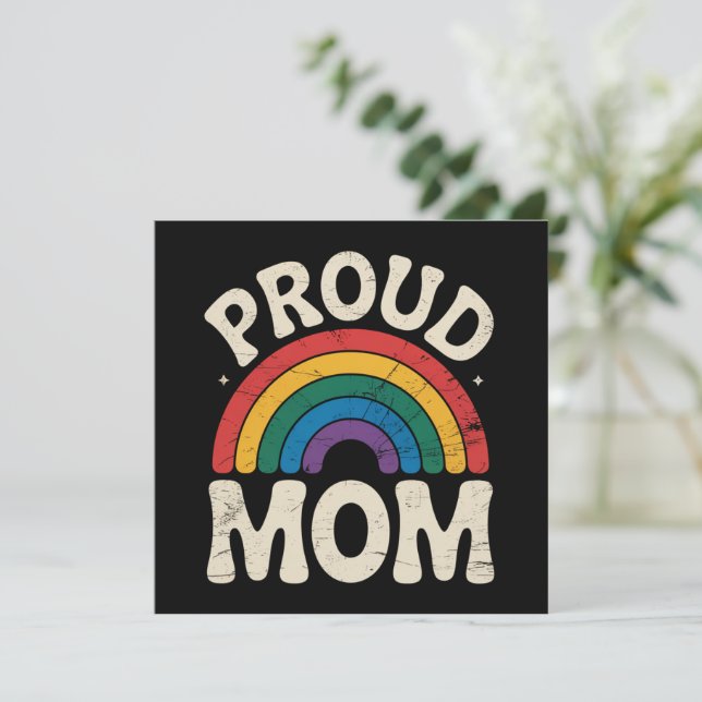 LGBTQ Proud Mama Gay Pride Rainbow Mother Day Einladung (Stehend Vorderseite)