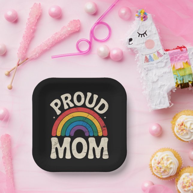 LGBTQ Proud Mama Gay Pride Rainbow Mother Day Pappteller (Party)