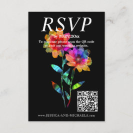 🌈 LGBTQ QR RSVP +Wedding Details Petals & Pride Begleitkarte