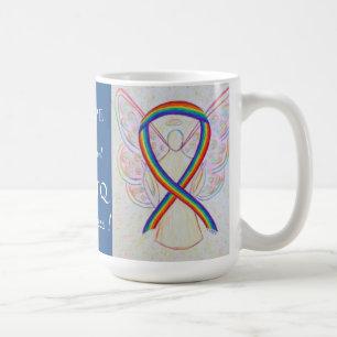LGBTQ Rainbow Awareness Ribbon Angel Custom Tasse