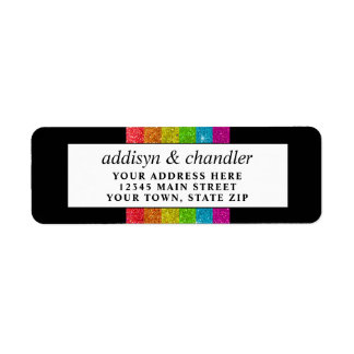 LGBTQ Rainbow Black Chic Modern Wedding Glitzer